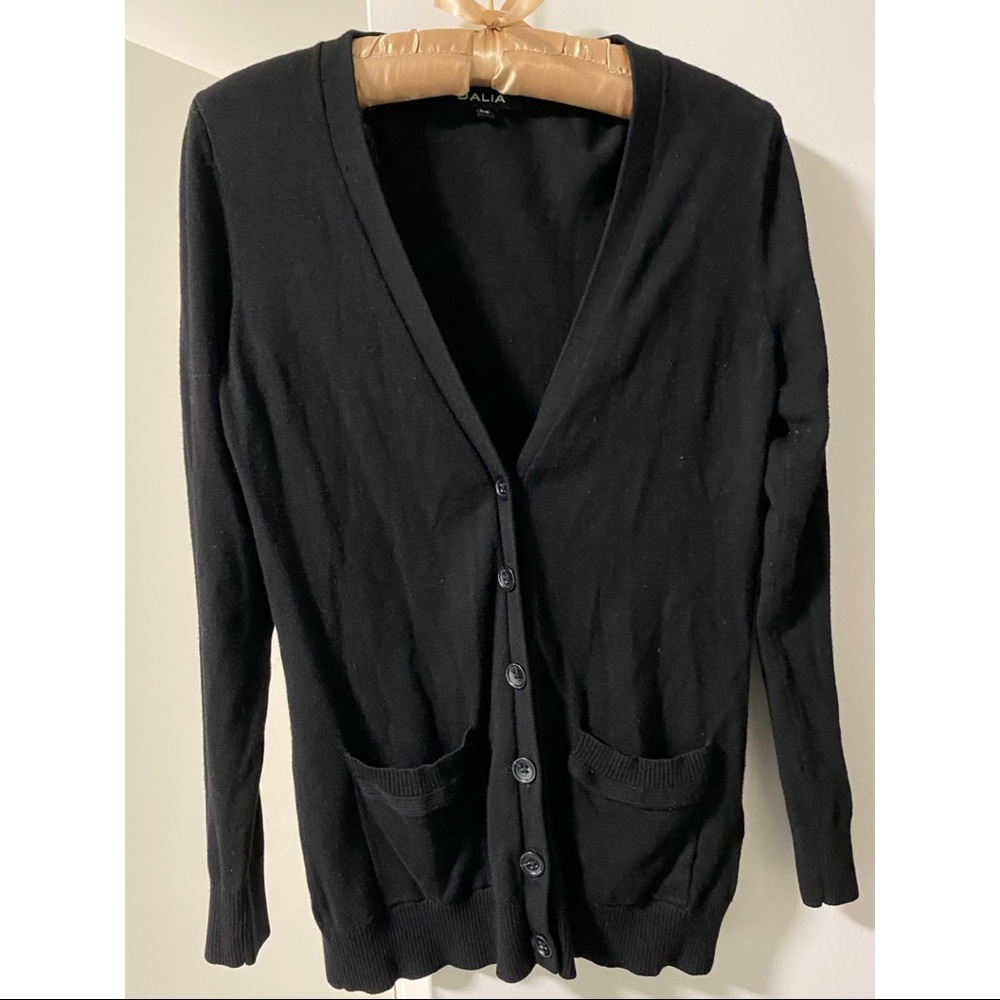 Dalia Black Cardigan Small Button Up Professional
